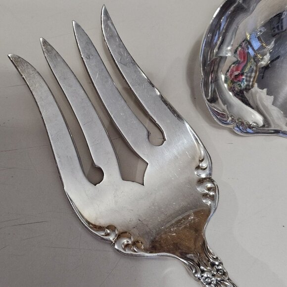 2pc Oneida Silver Artistry Solid Gravy Ladle & Meat Fork Serving Set 1965 - Picture 3 of 8